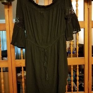 Black Boho Crochet Bell Sleeve Dress 3X